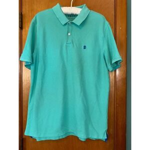 Izod Advantge Performance Polo style Shirt Mens Large Green Knit Short Sleeve